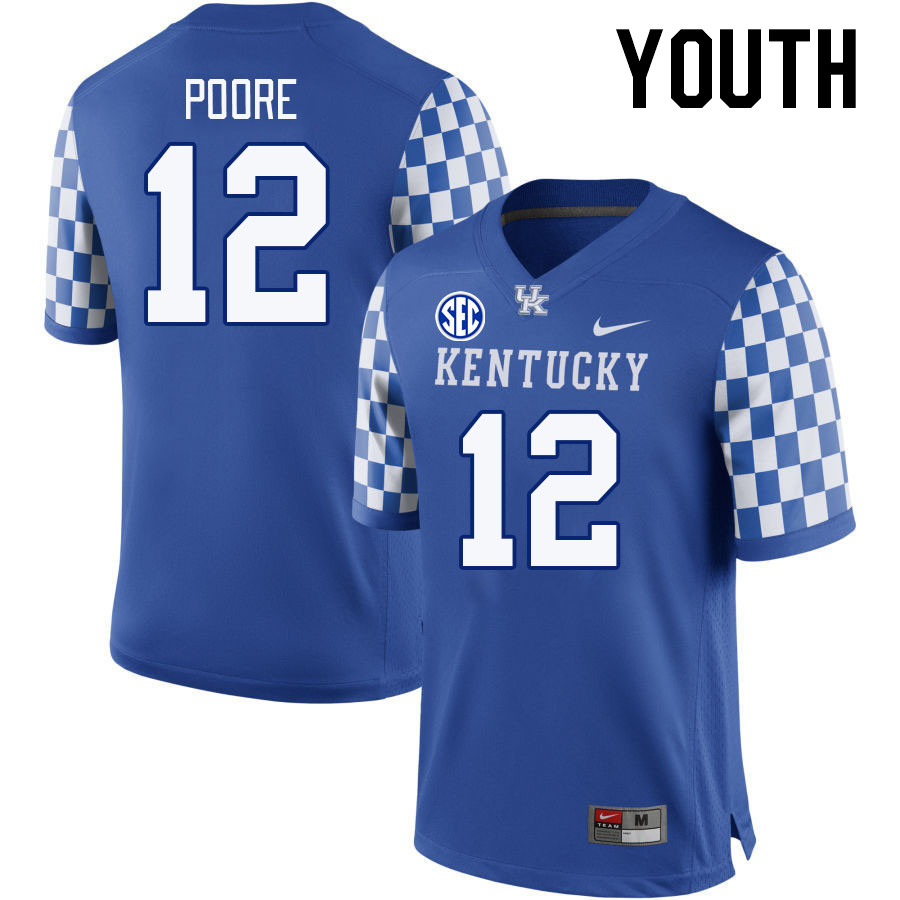 Youth #12 Chance Poore Kentucky Wildcats 2023 College Football Jerseys Stitched-Royal